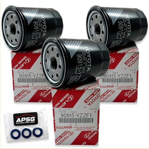 Genuine 90915-YZZF1 Oil Filter with APSG Drain Plug Crush Washer | 3 PACK | Compatible with Toyota/Lexus/Scion | OEM in Saudi Arabia