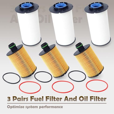3 Pairs 68235275AA Fuel Filter and 68229402AA Oil Filters Compatible with Dodge Ram 1500 2014-2019 3.0L V6 EcoDiesel Parts Replace 68109834AA WF10245 CS11997 WL10060 CH11794 in Kuwait