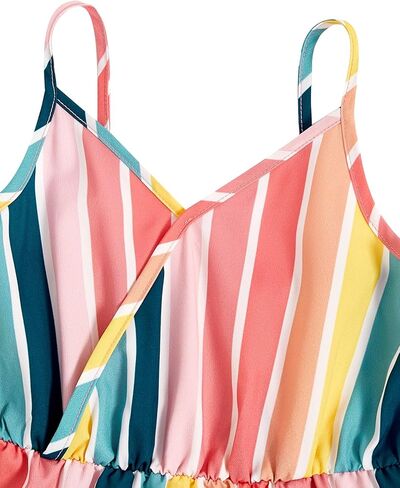 Toddler Girl's Colorful Striped Sleeveless Wrap Ruffle High Waist Cami Dress in Saudi Arabia