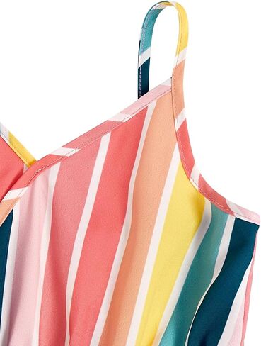 Toddler Girl's Colorful Striped Sleeveless Wrap Ruffle High Waist Cami Dress in Saudi Arabia