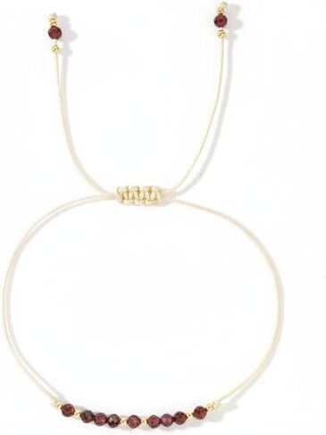 January Garnet Beaded Bracelet with Adjustable Cord, Handmade Minimal Jewelry for Daily Wear, Lightweight Red Stone Bracelet with Simple Style(B-B24101206AP-A-1) in Saudi Arabia