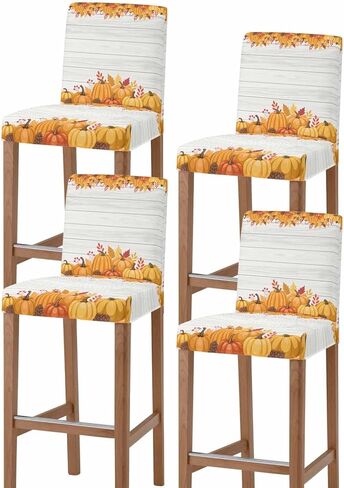 Bar Stool Covers Maple Leaf Tree Branch Bar Chair Cover Set of 2 Stretch Fall Chair Covers Hello Fall Wood Grain Pub Counter Height Chair Slipcovers for Kitchen Dining Room Cafe Thanksgiving Holiday in Kuwait