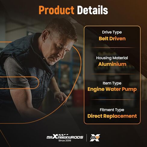 maXpeedingrods AW6038 Engine Water Pump for Chrysler 200 Sebring for Dodge Avenger Caliber Dart Journey for Jeep Compass for Mitsubishi Lancer 2007-2015 4Cyl 2.0L 2.4L Naturally Aspirated in Saudi Arabia