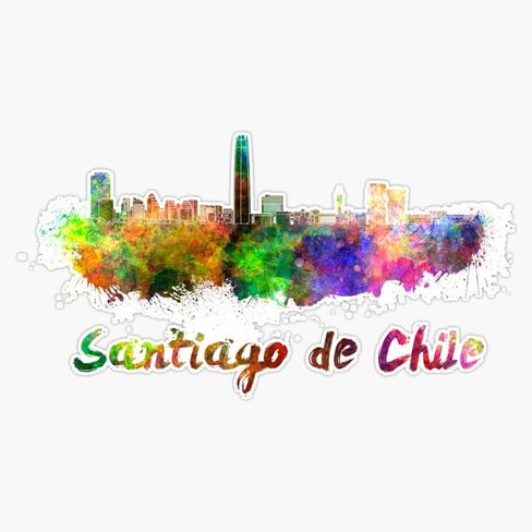 Magnet Santiago De Chile Skyline In Watercolor Magnet Vinyl Decal Sticker 5" in Saudi Arabia