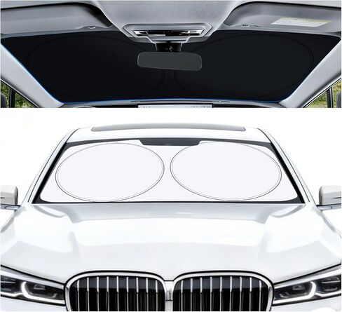 Windshield Sun Shade,Car Sunshade,Car Sun Shade Windshield for Trucks,SUVs,Foldable Sun Shade for Maximum Protection, Keeps Your Vehicle Cool,Medium (64x32in) in Kuwait