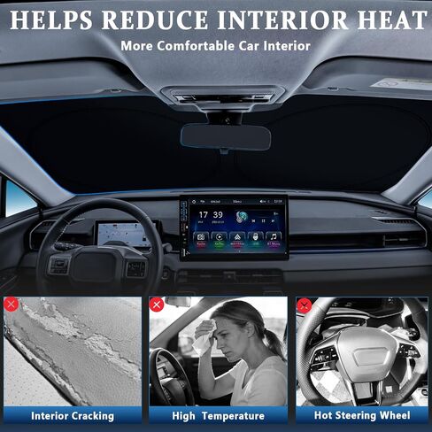 Windshield Sun Shade,Car Sunshade,Car Sun Shade Windshield for Trucks,SUVs,Foldable Sun Shade for Maximum Protection, Keeps Your Vehicle Cool,Medium (64x32in) in Kuwait