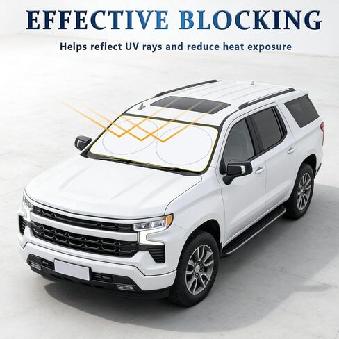 Windshield Sun Shade,Car Sunshade,Car Sun Shade Windshield for Trucks,SUVs,Foldable Sun Shade for Maximum Protection, Keeps Your Vehicle Cool,Medium (64x32in) in Kuwait