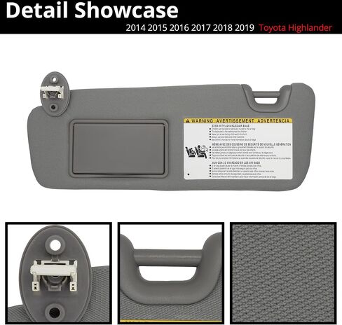 واقي من الشمس يناسب 2014-2019 Toyota Highlander الجانب الأيسر للسائق مع استبدال الضوء # 74320-0E074-B0 رمادي in Kuwait