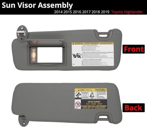 واقي من الشمس يناسب 2014-2019 Toyota Highlander الجانب الأيسر للسائق مع استبدال الضوء # 74320-0E074-B0 رمادي in Kuwait