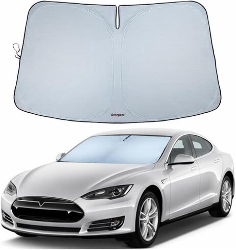 مظلة شمسية للزجاج الأمامي لسيارة Tesla Model S - مظلة شمسية للنافذة الأمامية ملائمة حسب الطلب، تحجب 99% من الأشعة فوق البنفسجية والحرارة، عاكسة للضوء، تصميم مقطوع بالمرآة، قابلة للطي ومقاومة للبهتان، تحافظ على برودة الجزء الداخلي in Kuwait
