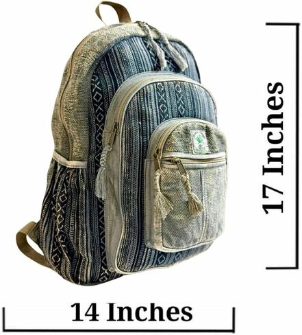Laptop travel back pack | Stone washed vintage back pack made from himalayan hemp | Durable lightweight classic hand made bag. in Kuwait