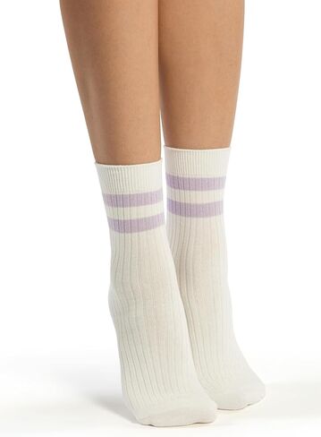 جوارب قطنية للكاحل، 6 أزواج، نمط مخطط باستيل، مقاس نسائي 5-11، 80% قطن (الولايات المتحدة، رقمي، 5، 11، أبيض مع خطوط) in Kuwait