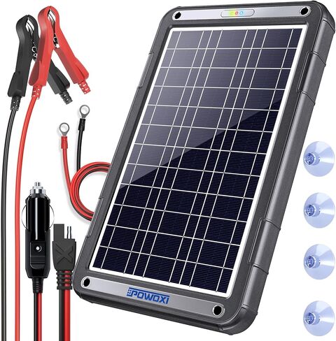 POWOXI 10W 12V شاحن البطارية الشمسية المغناطيسية، وحدة تحكم الشحن الذكية MPPT المدمجة، مشبك التمساح لشاحن الطاقة الشمسية المقاوم للماء للسيارة RV النارية البحرية، إلخ. in Saudi Arabia