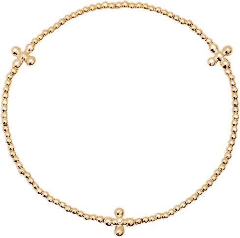 Brook & York Beaded Stretch Cross Stacking Bracelet in Gold - Gifts for Mom in Saudi Arabia