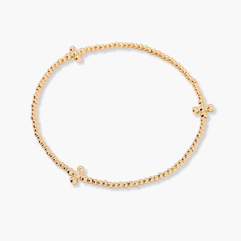 Brook & York Beaded Stretch Cross Stacking Bracelet in Gold - Gifts for Mom in Saudi Arabia