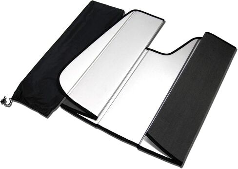 TuningPros SS-069-L Custom Fit Car Windshield Sun Shade Protector, Sunshade Visor Leatherette Like & Grey Felt Finish 1-pc Set Compatible with 2008-2012 Chevrolet Malibu in Saudi Arabia