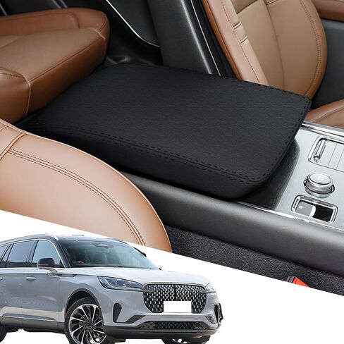 Premium Anti-Scratch Armrest Cover for 2020 2021 2022 2023 2024 2025 Lincoln Aviator Accessories Center Console Protector Soft PU Leather, Custom Fit, Easy Installation (Black) in Kuwait