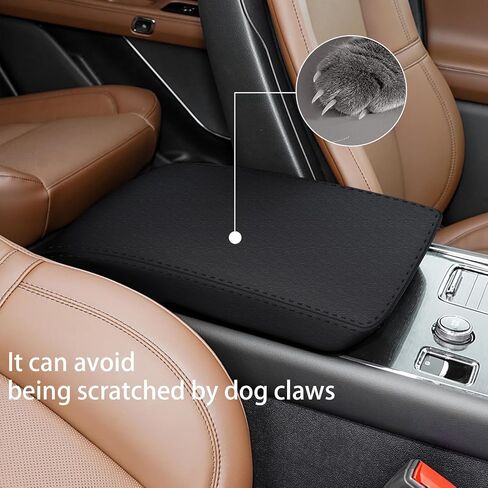 Premium Anti-Scratch Armrest Cover for 2020 2021 2022 2023 2024 2025 Lincoln Aviator Accessories Center Console Protector Soft PU Leather, Custom Fit, Easy Installation (Black) in Kuwait