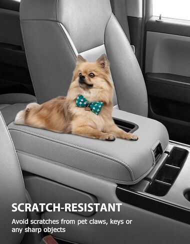 Center Console Cover for 2014-2018 Chevy Silverado & GMC Sierra 1500 2500 3500, Split Bench Jump Seat, Comfort Vinyl Leather Armrest Covering, Anti-Scratch, Gray in Kuwait