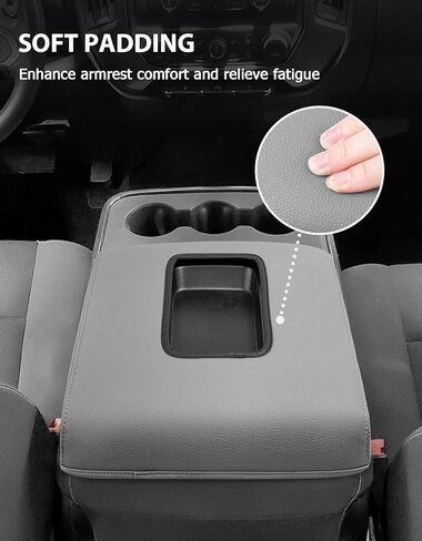 Center Console Cover for 2014-2018 Chevy Silverado & GMC Sierra 1500 2500 3500, Split Bench Jump Seat, Comfort Vinyl Leather Armrest Covering, Anti-Scratch, Gray in Kuwait