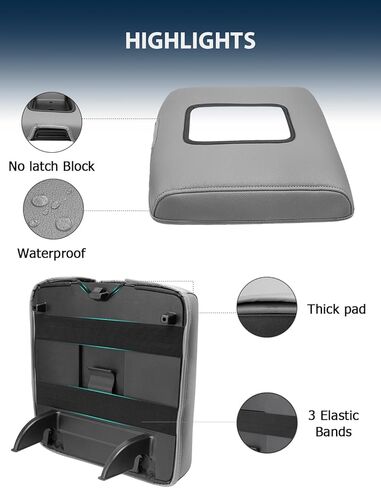 Center Console Cover for 2014-2018 Chevy Silverado & GMC Sierra 1500 2500 3500, Split Bench Jump Seat, Comfort Vinyl Leather Armrest Covering, Anti-Scratch, Gray in Kuwait