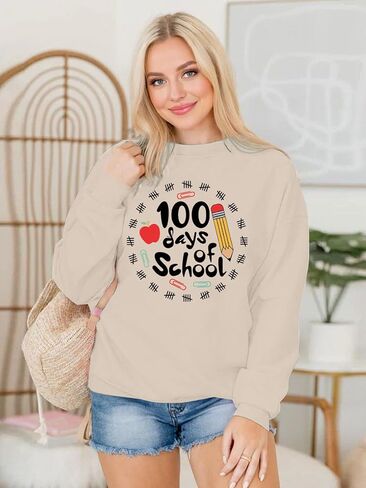 100 يوم من المدرسة قميص المرأة المعلم البلوز لطيف 100th يوم المدرسة الاحتفال الهدايا البلوز القمم in Kuwait