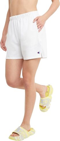 Champion, Jersey, High-Waisted Comfortable Shorts for Women, 5", Dark Khaki, Medium in Saudi Arabia