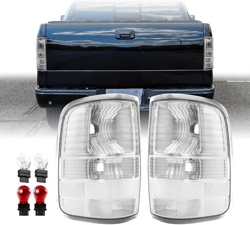 USR UNIQUE STYLE RACING 04-08 F150 PickUp Tail Light – Rear Tail Lamps (Left + Right) Pair - Compatible with 2004-2008 Ford F-150 Pick Up Truck All Models (CLEAR LENS with COLOR BULBS) in Saudi Arabia