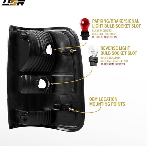 USR UNIQUE STYLE RACING 04-08 F150 PickUp Tail Light – Rear Tail Lamps (Left + Right) Pair - Compatible with 2004-2008 Ford F-150 Pick Up Truck All Models (CLEAR LENS with COLOR BULBS) in Saudi Arabia