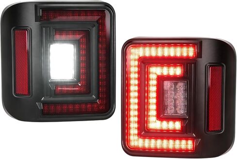 HOCHO مناسب لأضواء Jeep Wrangler JL الخلفية 2018-2025 (أيضًا 4XE)، ضوء فرامل DOT عكس الضوء مصباح إشارة الانعطاف، أضواء تشغيل جانبية، حامل فلوش مناسب لملحقات Jeep Wrangler JL in Kuwait