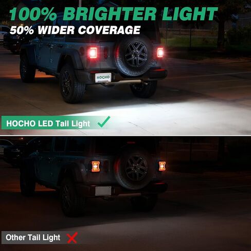 HOCHO مناسب لأضواء Jeep Wrangler JL الخلفية 2018-2025 (أيضًا 4XE)، ضوء فرامل DOT عكس الضوء مصباح إشارة الانعطاف، أضواء تشغيل جانبية، حامل فلوش مناسب لملحقات Jeep Wrangler JL in Kuwait