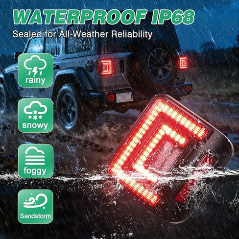 HOCHO مناسب لأضواء Jeep Wrangler JL الخلفية 2018-2025 (أيضًا 4XE)، ضوء فرامل DOT عكس الضوء مصباح إشارة الانعطاف، أضواء تشغيل جانبية، حامل فلوش مناسب لملحقات Jeep Wrangler JL in Kuwait