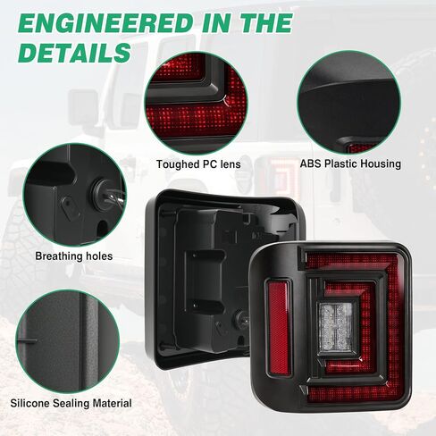 HOCHO مناسب لأضواء Jeep Wrangler JL الخلفية 2018-2025 (أيضًا 4XE)، ضوء فرامل DOT عكس الضوء مصباح إشارة الانعطاف، أضواء تشغيل جانبية، حامل فلوش مناسب لملحقات Jeep Wrangler JL in Kuwait