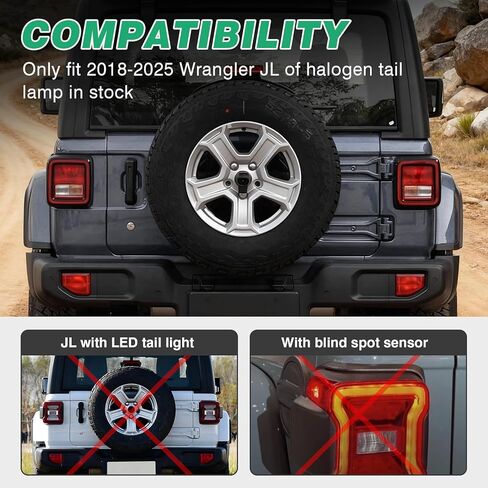HOCHO مناسب لأضواء Jeep Wrangler JL الخلفية 2018-2025 (أيضًا 4XE)، ضوء فرامل DOT عكس الضوء مصباح إشارة الانعطاف، أضواء تشغيل جانبية، حامل فلوش مناسب لملحقات Jeep Wrangler JL in Kuwait
