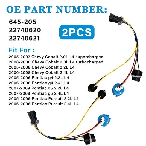 2pcs Headlight Wiring Harness 645-205 22740620 22740621 Compatible with C-hevy Cobalt 2005-2008,Pontiac G5 2007-09, Pursuit 2005-2006 in Kuwait