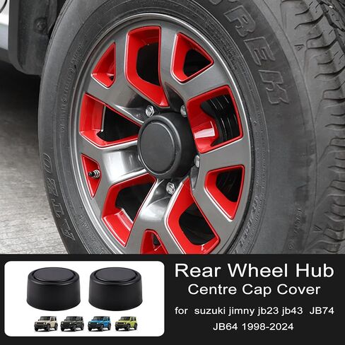 2 قطعة مركز محور قبعات سوداء العجلات الخلفية مركز محور قبعات حافة ل 1998-2024 سوزوكي جيمي JB43 JB23 JB74 JB64 سيارة السيارات يغطي in Kuwait