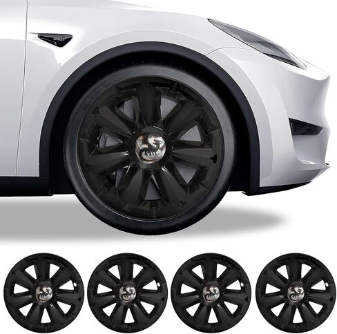 PENSUN 19 Inch Wheel Covers Fit for Tesla Model Y Hubcaps with Full Rim Protection, Sport ABS Wheel Covers Compatible with Tesla Model Y Accessories 2019-2024 (Cyber Style - Black) in Saudi Arabia