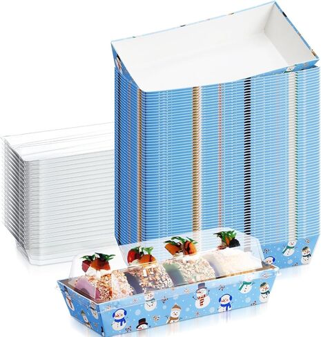 50 قطعة من صناديق Charcuterie لعيد الميلاد مع أغطية شفافة، صناديق خبز ورقية على شكل رجل الثلج مع نافذة، حاويات للاستعمال مرة واحدة لإخراج الحلوى لحفلات عيد الميلاد، الكعك، الكعك، ساندويتش الخبز in Kuwait