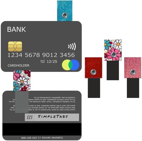 SimpleTabs, Credit Card Tabs, Wallet Organizer, Long Nail Grabber, Arthritis Tool, Card Puller, Personalized Gift Design, Remove and Reuse, 5 Pull Tabs per Set (SimpleTabs, Spring Fling) in Kuwait