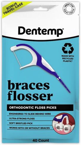Braces Flosser - Designed for Braces for an Easy & Effective Clean, Ultra Strong Floss - 40 Count (Pack of 2) in Kuwait
