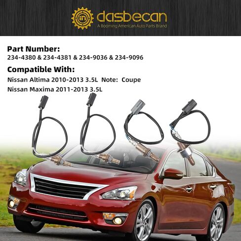 Dasbecan 4 قطع مستشعر O2 للأعلى والأسفل متوافق مع Nissan Altima Coupe 2010-2013 Maxima 2011-2013 3.5L يستبدل 234-4380 234-4381 234-9036 234-9096 in Saudi Arabia