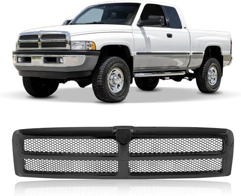 CarPartsDepot Front All Chrome Grille Assembly Grill Honeycomb Insert Compatible For Dodge Ram 1500 2500 3500 Excluding Sport Package Standard Extended Crew Pickup 1994-2002 Base ST WS Laramie in Saudi Arabia