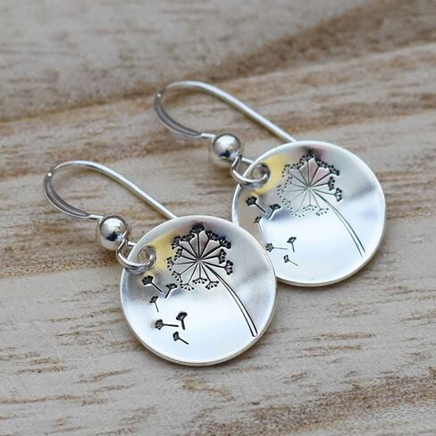 White Gold Plated Round Dandelion Dangle Earrings for Women Daily Bridal Parties Lightweight Earring Jewelry Gift for Her in Saudi Arabia