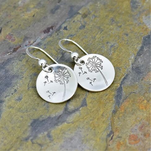 White Gold Plated Round Dandelion Dangle Earrings for Women Daily Bridal Parties Lightweight Earring Jewelry Gift for Her in Saudi Arabia