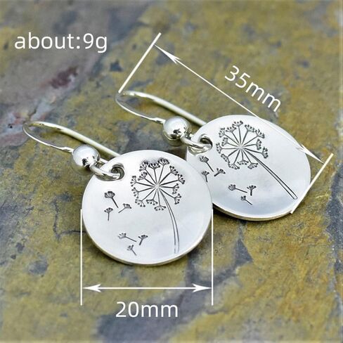 White Gold Plated Round Dandelion Dangle Earrings for Women Daily Bridal Parties Lightweight Earring Jewelry Gift for Her in Saudi Arabia