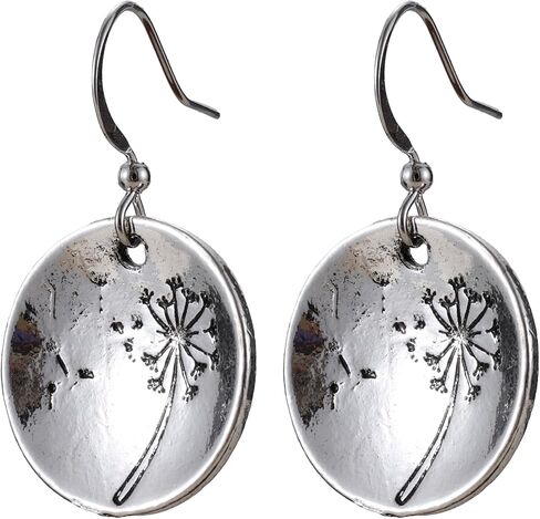 White Gold Plated Round Dandelion Dangle Earrings for Women Daily Bridal Parties Lightweight Earring Jewelry Gift for Her in Saudi Arabia