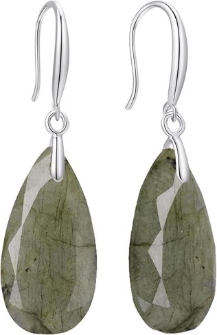 925 Sterling Silver Natural Agate Crystal Dangle Drop Earrings, Waterdrop Shape in Saudi Arabia