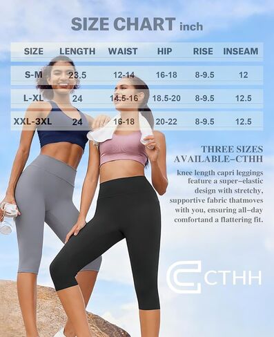 CTHH 3 قطع من سراويل كابري مع جيوب - سراويل يوجا عالية الخصر بطول الركبة، شورتات لراكبي الدراجات النارية للنساء للجري في الصيف in Kuwait