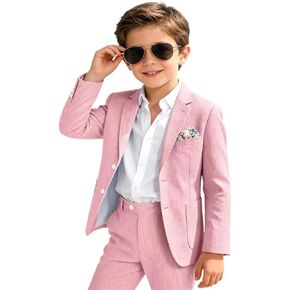 Bofan النسيج القطني الأولاد دعوى عادية 2 قطعة شريط الدعاوى لصبي السترة الستر السراويل الصيف الشاطئ الزفاف سهرة مجموعة in Kuwait