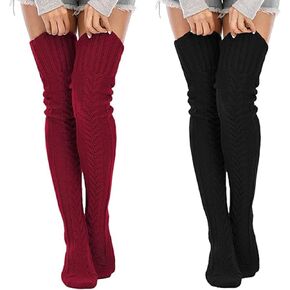 YELAIVP Women's Cable Knit Thigh High Socks Over the Knee Sock Extra Long Leg Warmers in Kuwait